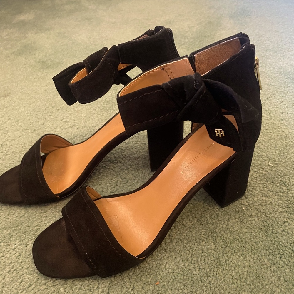 Black Suede Open toe heels